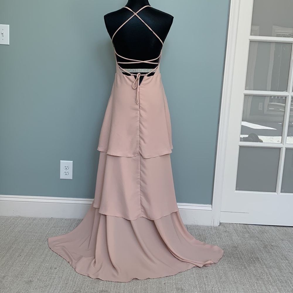 SHOW Me Your Mumu Blush Pink Calypso Ruffle Strappy Bridesmaid Dress Gown Small - Picture 5 of 12